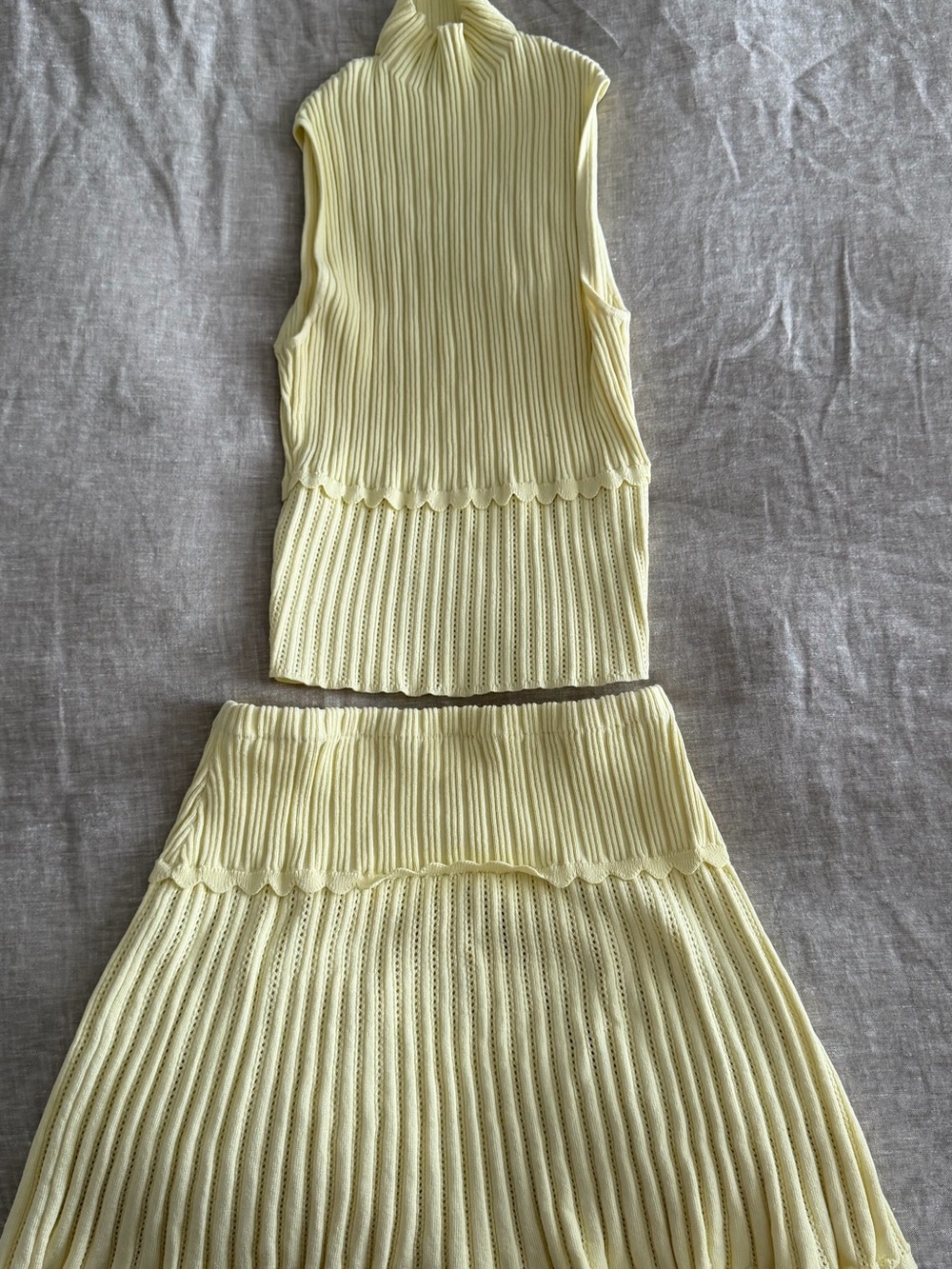 Meshki Butter Yellow Ribbed Knit Two-Piece Set - Picture 2 of 6